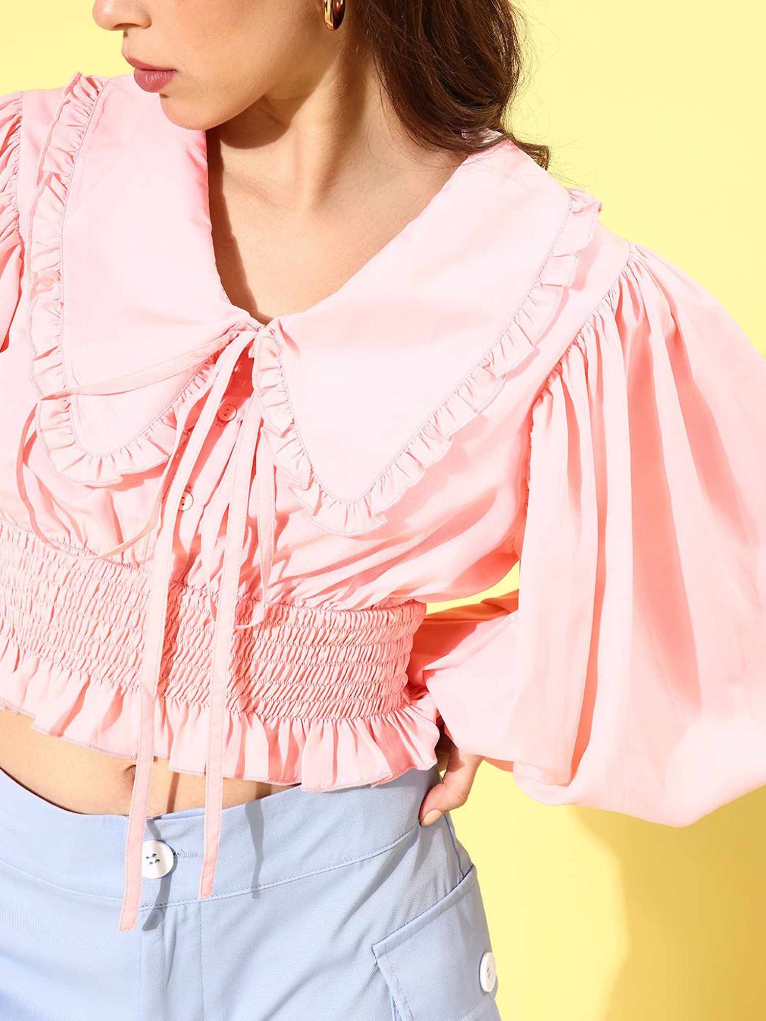 QUIERO Pink Regular Fit Crop Top