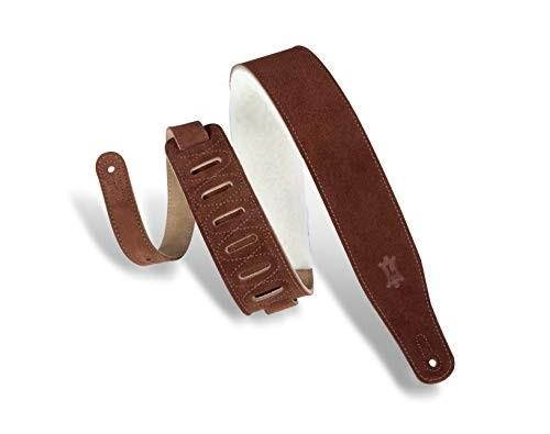 levy's leathers suede guitar strap with sheepskin padding; brown ms26ssbrn
