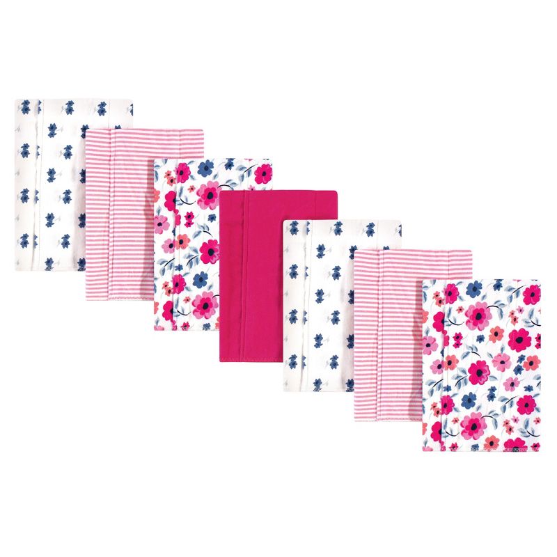 Touched by Nature Baby Girl Organic Cotton Flannel Burp Cloths 7pk, Garden Floral, One Size