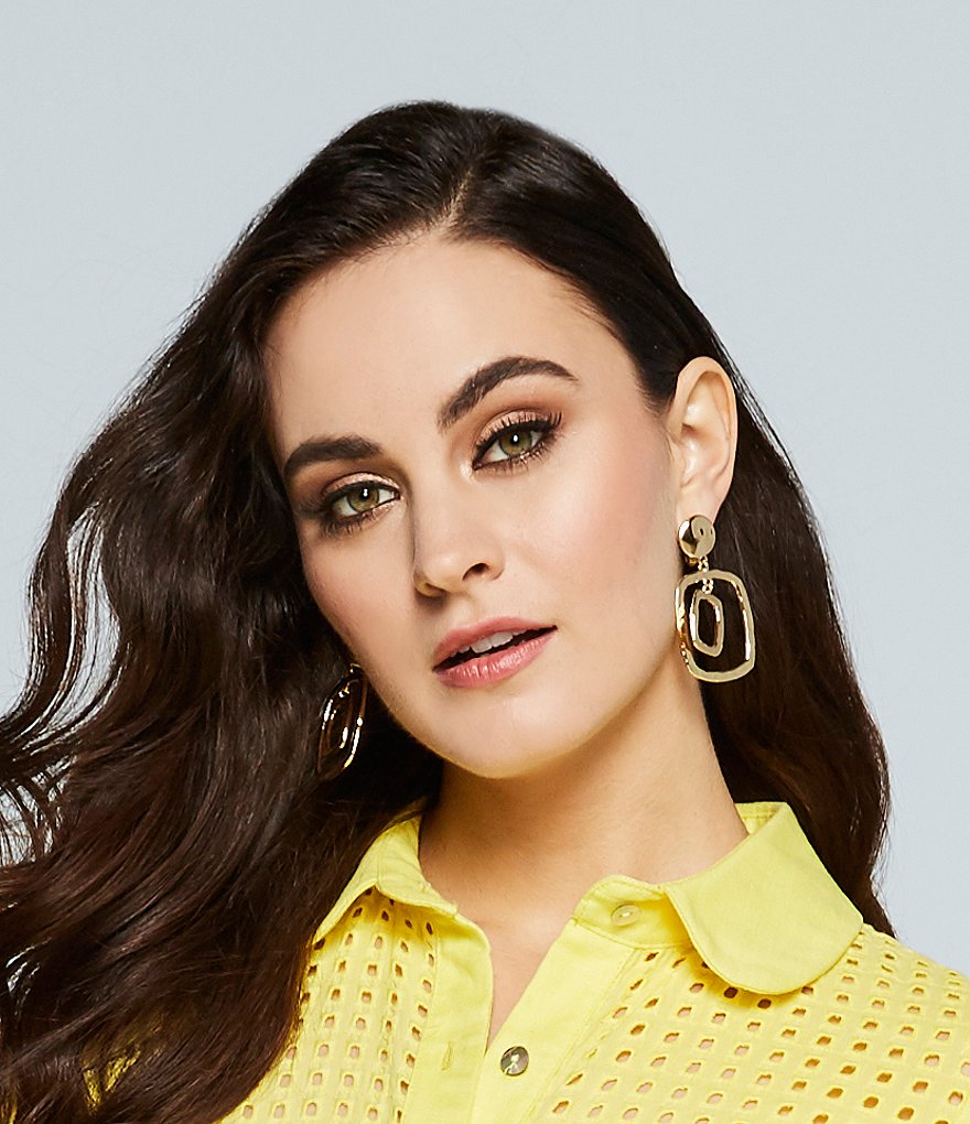 Tailored Flat Square Clip-On Drop Earrings