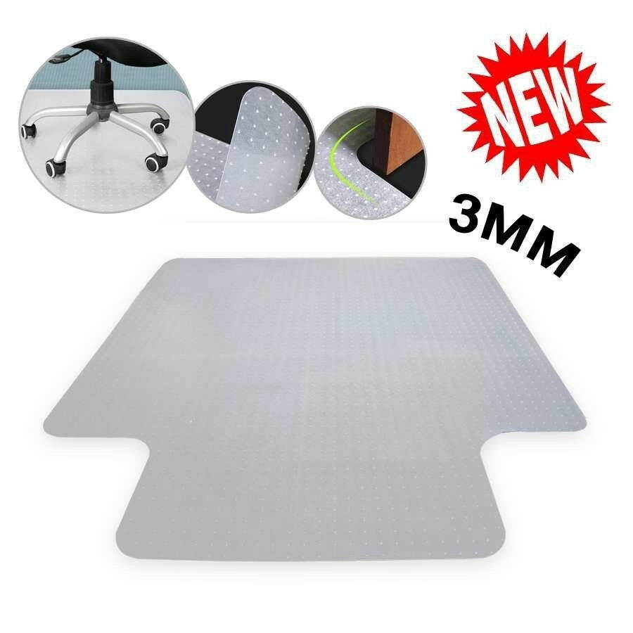 PVC Chair Floor Mat 48'' x 36" for Carpets up to 3mm Thick, Rectangular With Lip