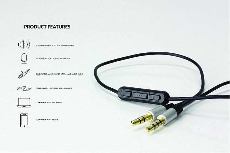 1.2M Replacement Skullcandy Audio Cable For Hesh 2.0 Headphones