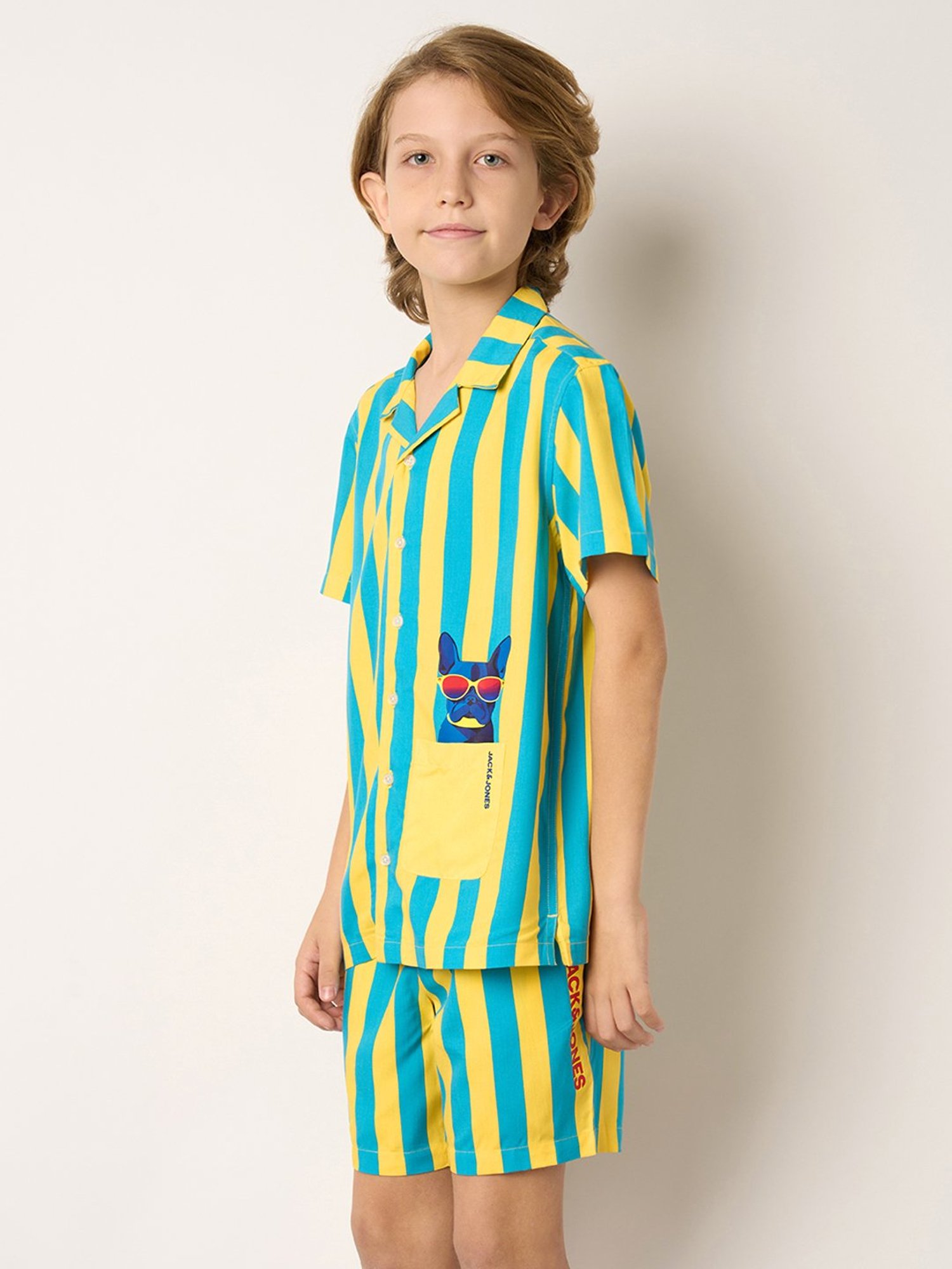Jack & Jones Junior Boys Yellow & Blue Striped Shirt