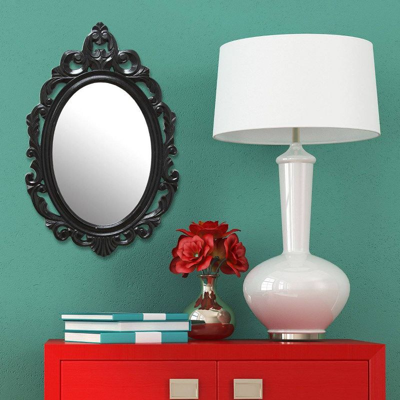 15.25" x 23.25" Baroque Mirror Black - Stratton Home Décor