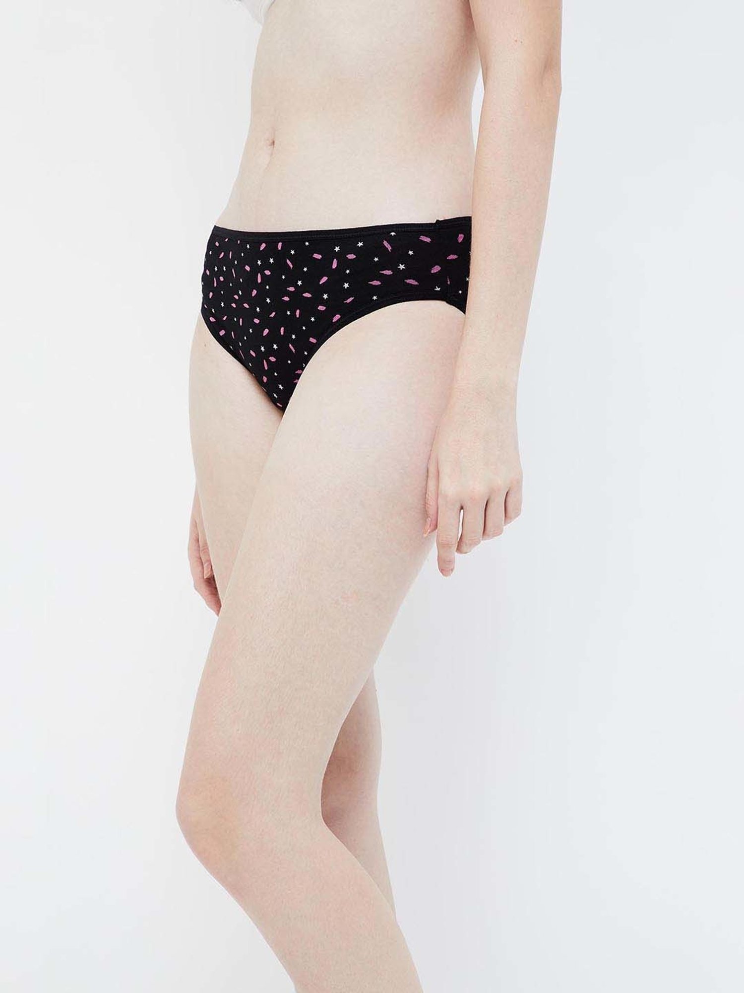 Ginger by Lifestyle Pink & Black Printed Hipster Panties - Pack of 3