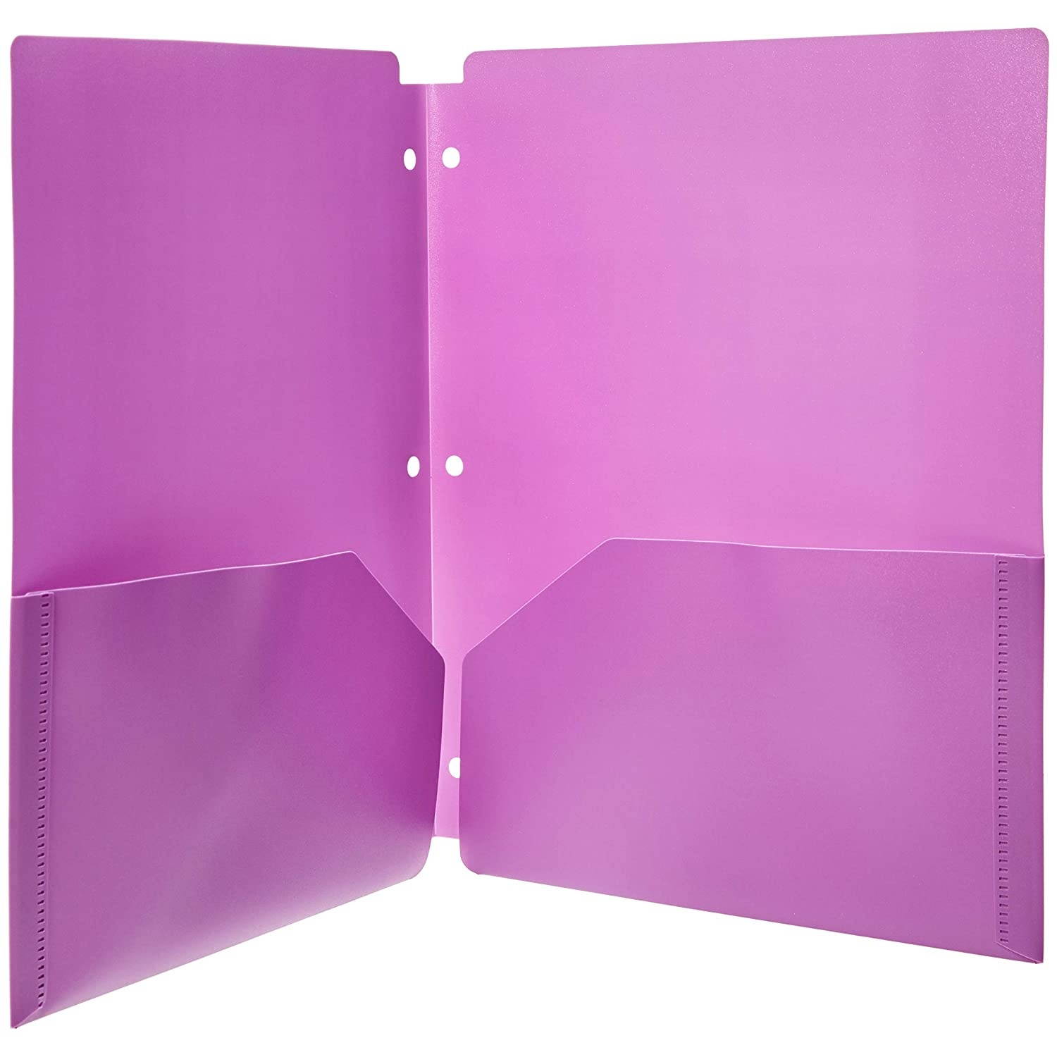 AmazonBasics Plastic 3 Hole Punch Folders with 2 Pockets, Multicolor Pack of 6