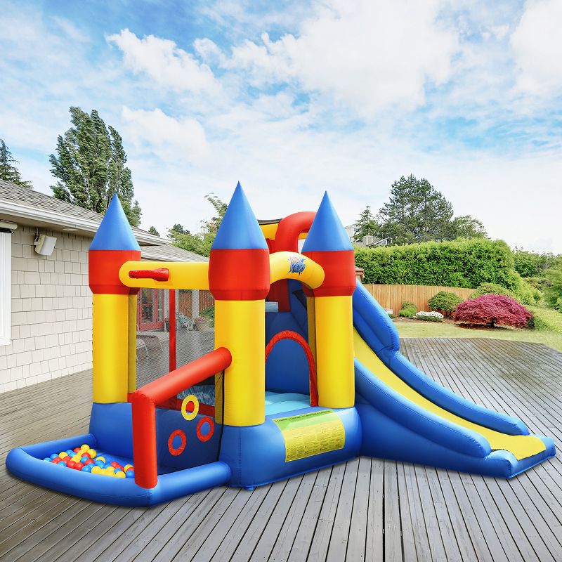 Costway Inflatable Bounce House Slide Bouncer Kids Castle Jumper w/ Balls & 780W Blower