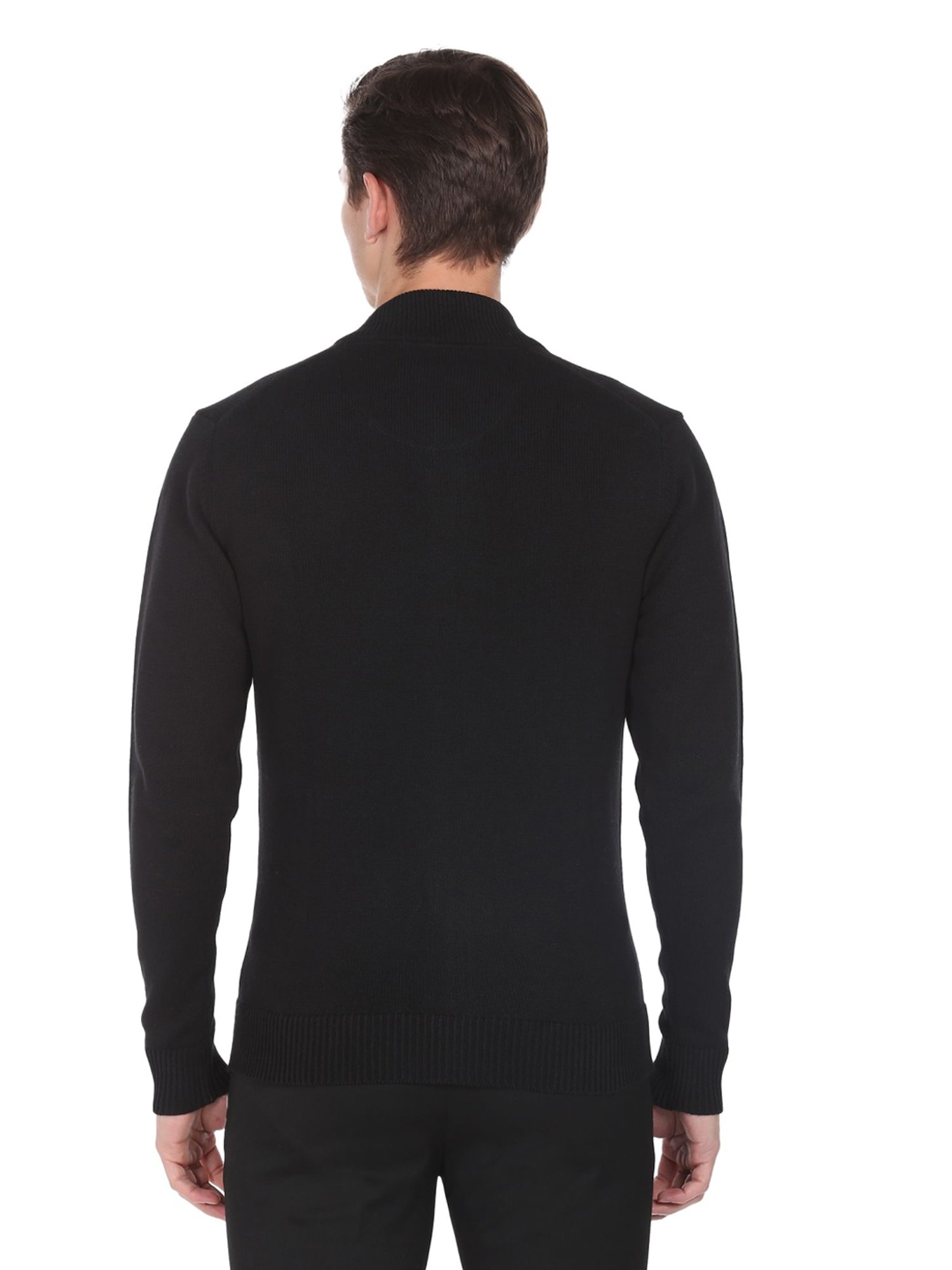 Arrow Sport Black Cotton Regular Fit Sweater