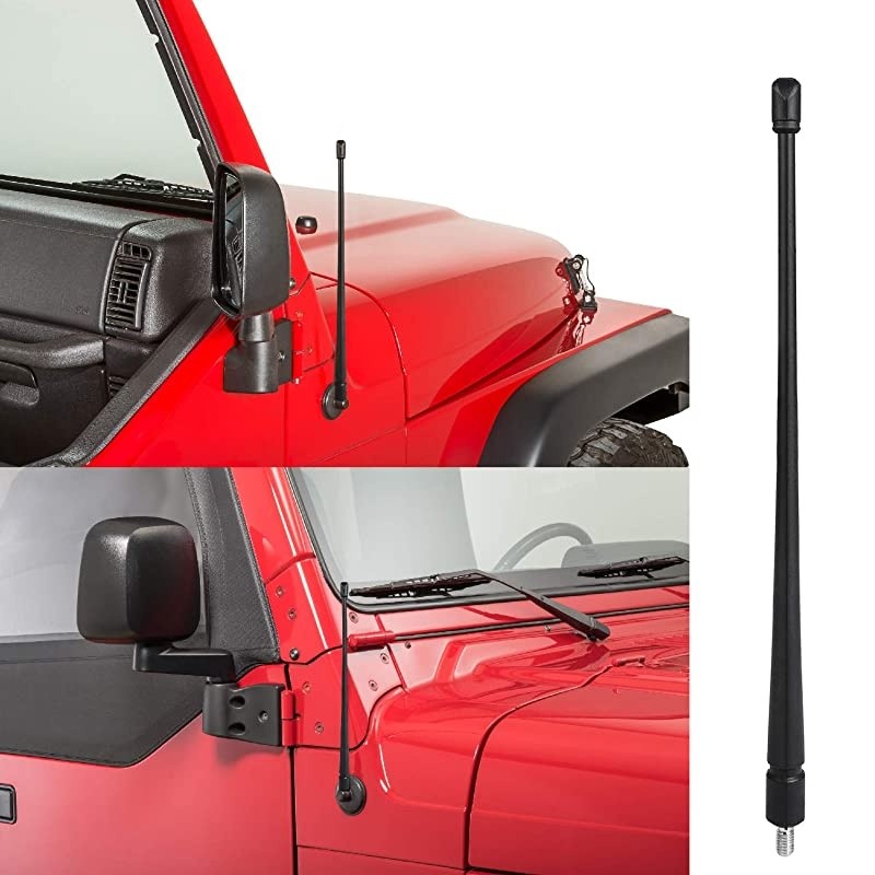 Antenna for Jeep Wrangler Unlimited 20072019 JK JKU JL JLU 138 Inch Shorty Wrangler Antenna CB Mount Kit Flexible Rubber Radio Antenna Replacement