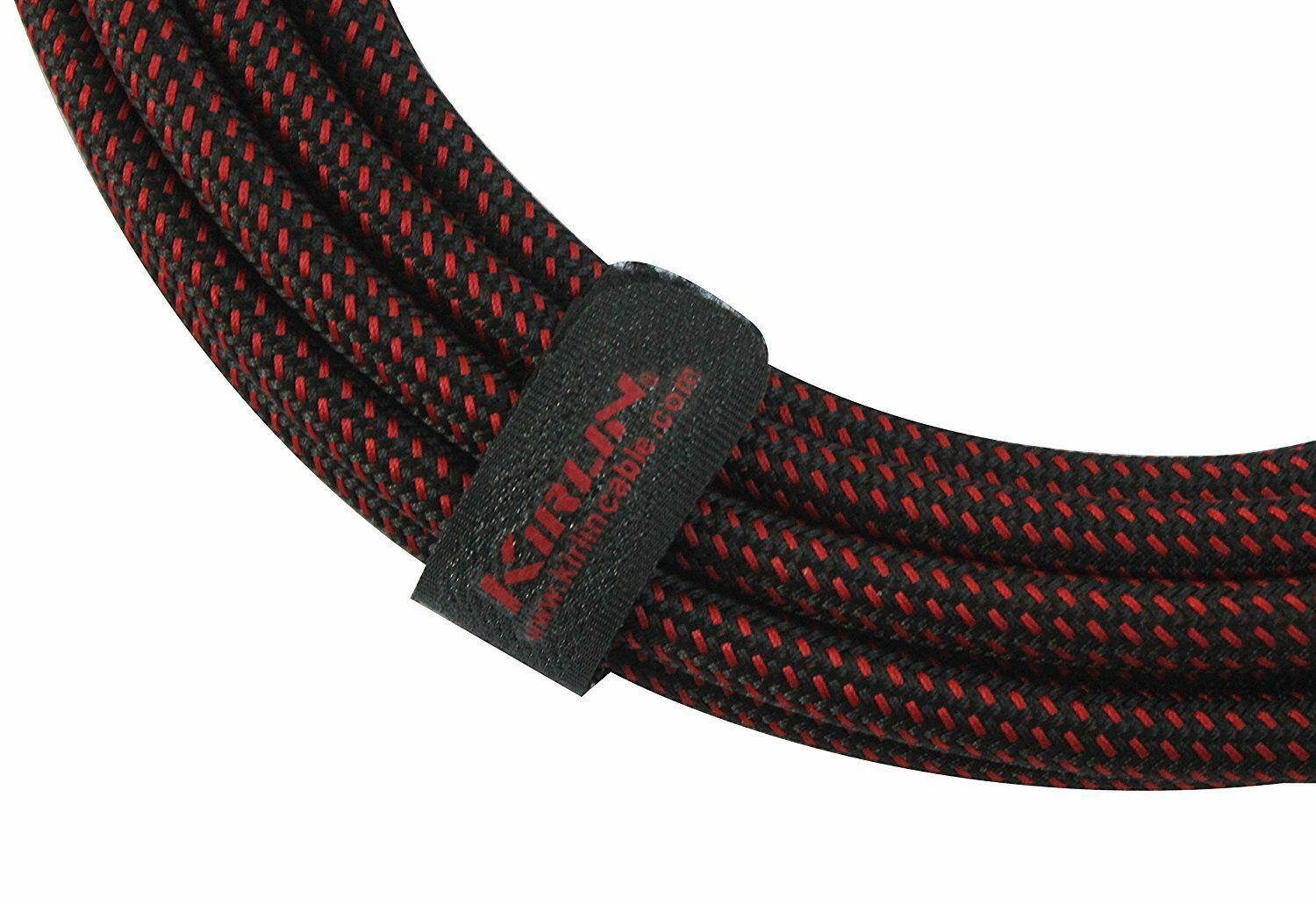 20ft 1/4" TS R/A 90/180 Premium Plus Instrument Cable, Black/Red Woven Jacket