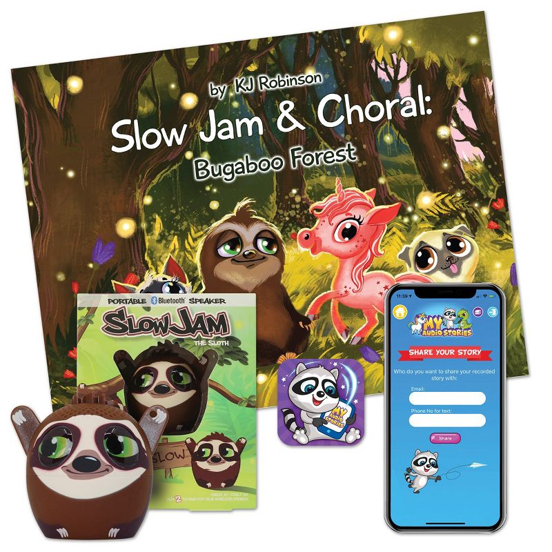 My Audio Pet Bluetooth(R) Speaker 5.0 - Slow Jam The Sloth - My Audio Stories Bundle with Book