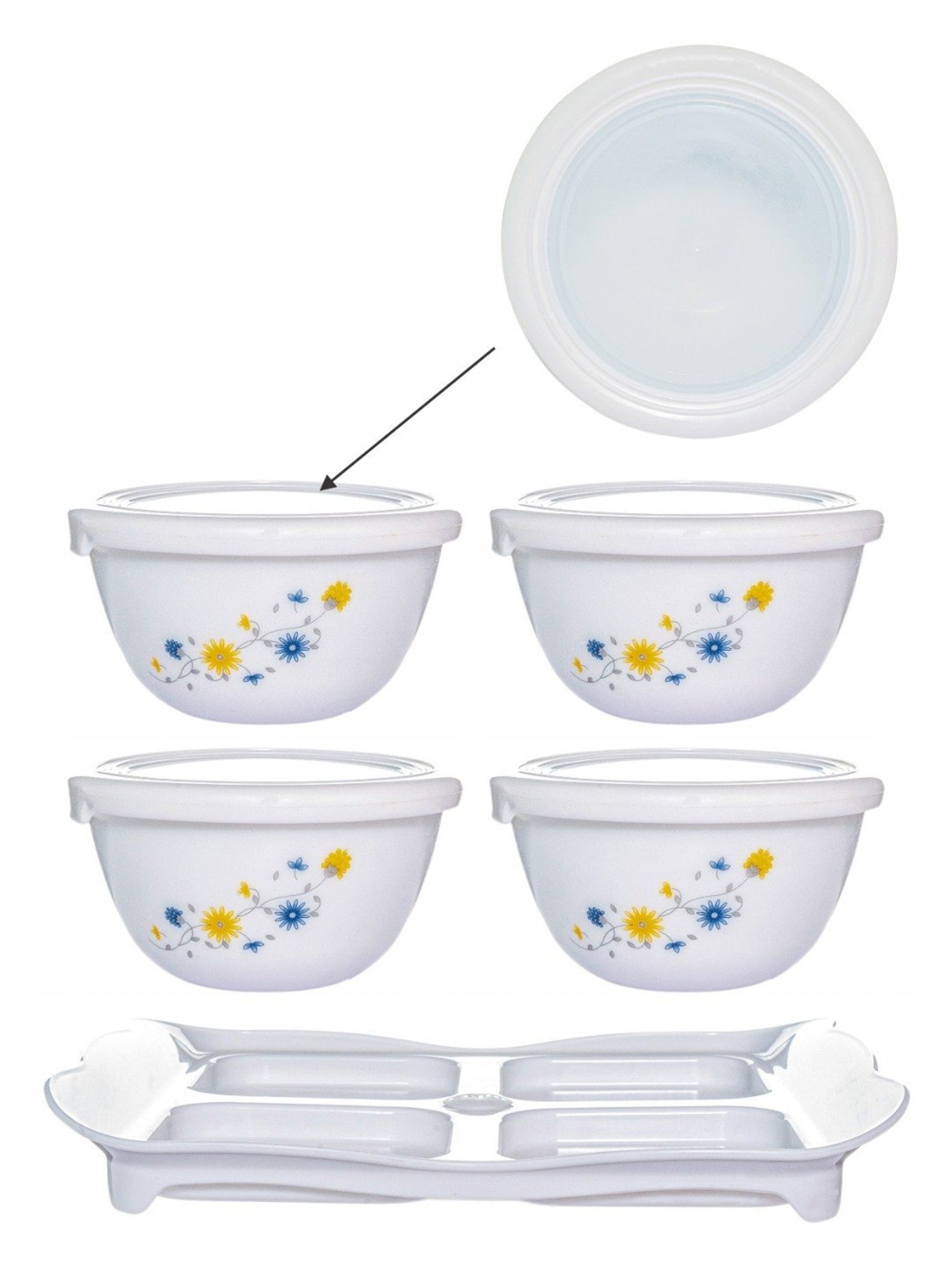 Cello White Opalware Tiffany Dry Fruit Storage Bowl - Set of 9