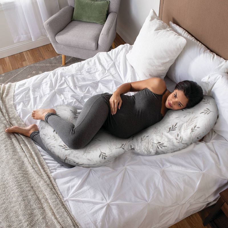 Boppy Total Body Pillow with Removable Pillow Cover - Gray Wispy Leaves