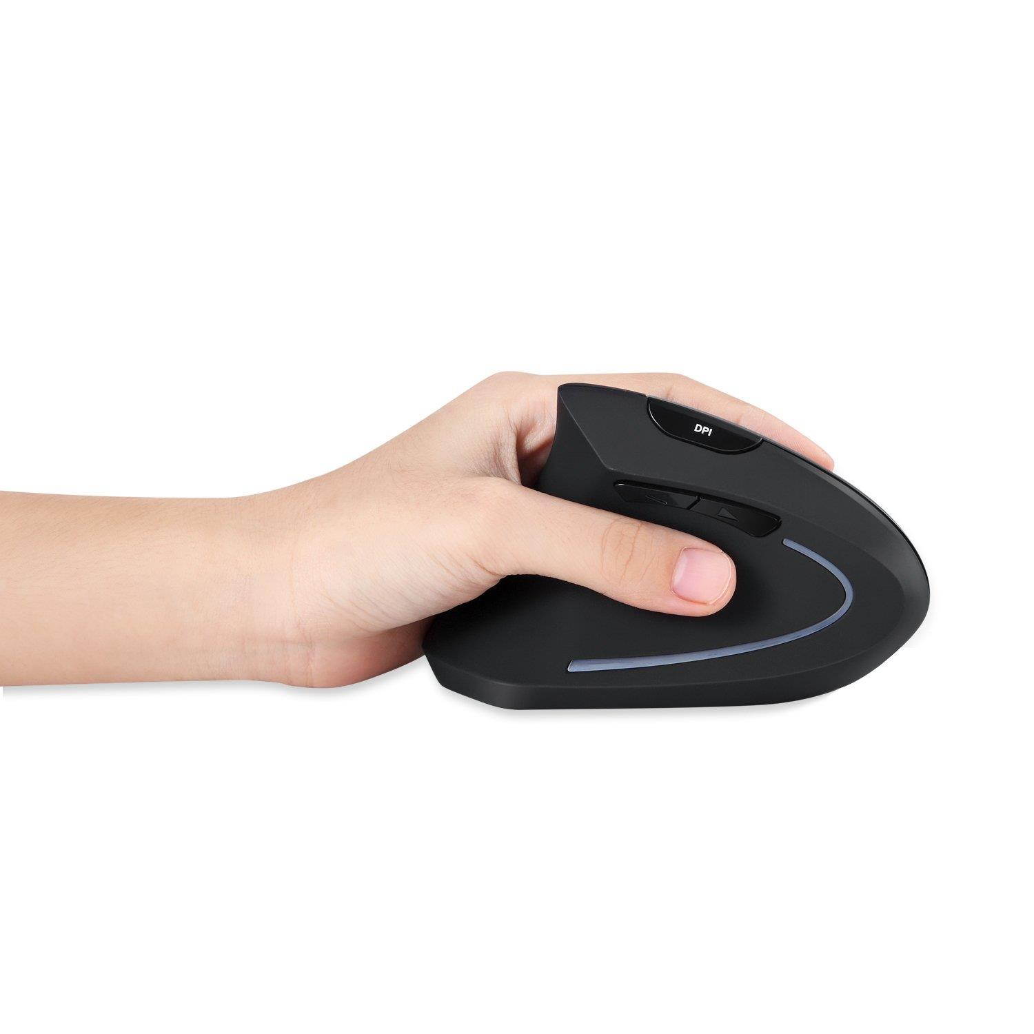 Perixx PERIMICE-713L Left Handed Ergonomic Wireless Vertical Mouse - 800/1200/1600 DPI - Recommended with RSI User