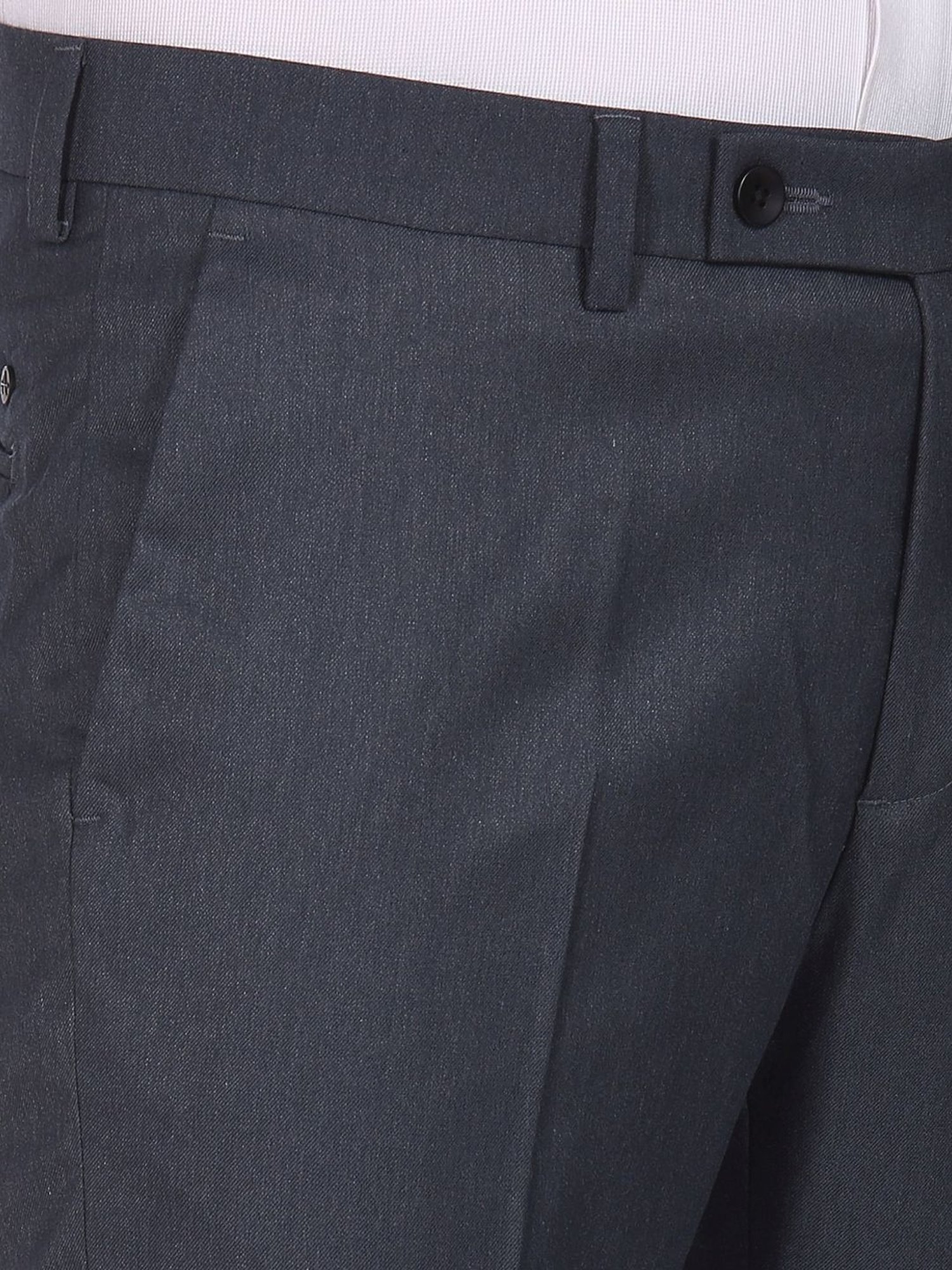 Arrow Navy Blue Regular Fit Trousers