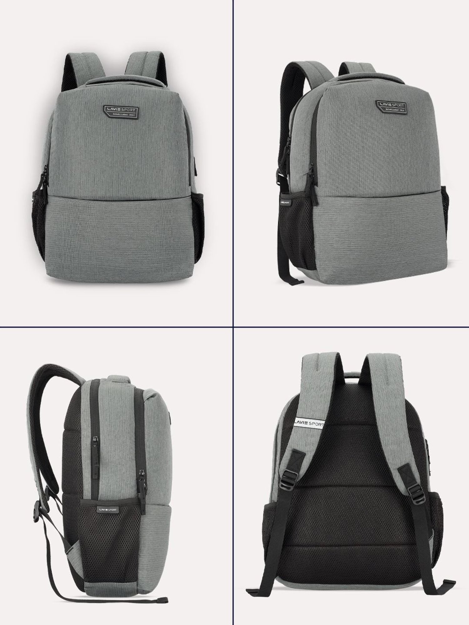 Lavie Sport Pex Grey Polyester Solid Laptop Backpack - 21 Ltrs