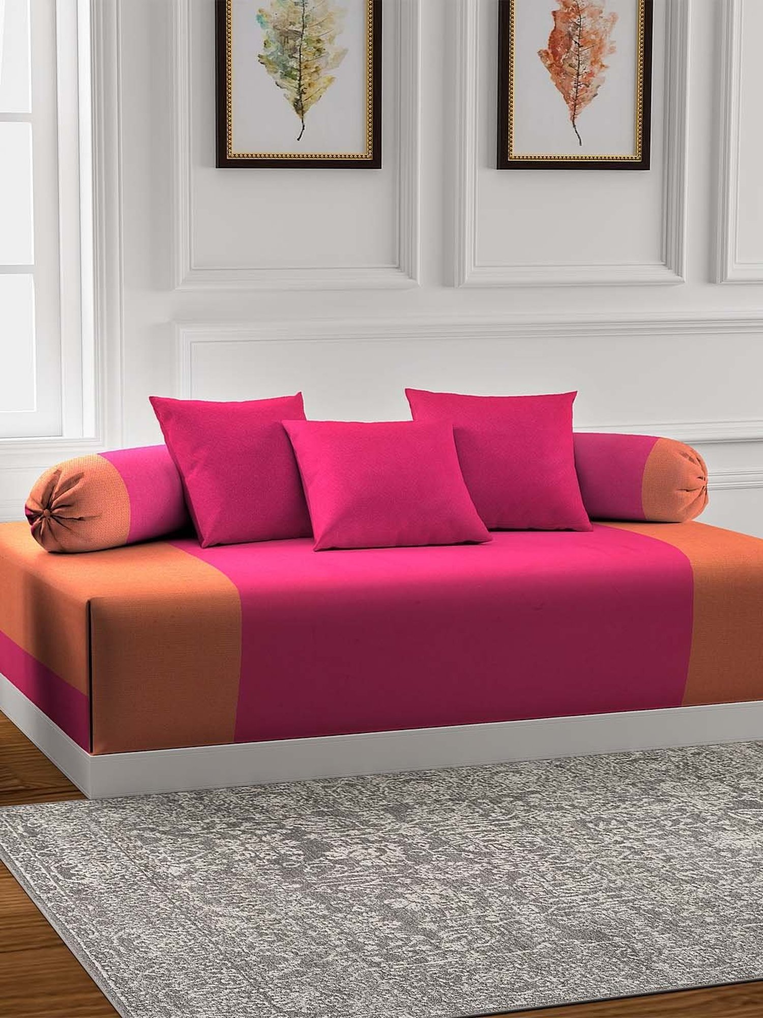 Klotthe Pink & Orange Cotton 210 TC Bath Linen Set