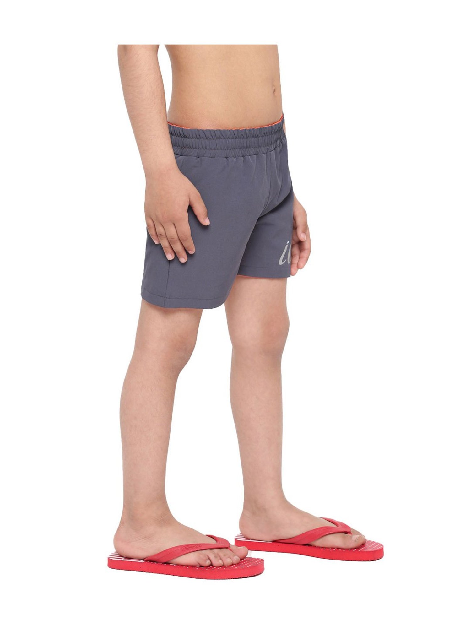 IO Kids Orange & Grey Printed Shorts