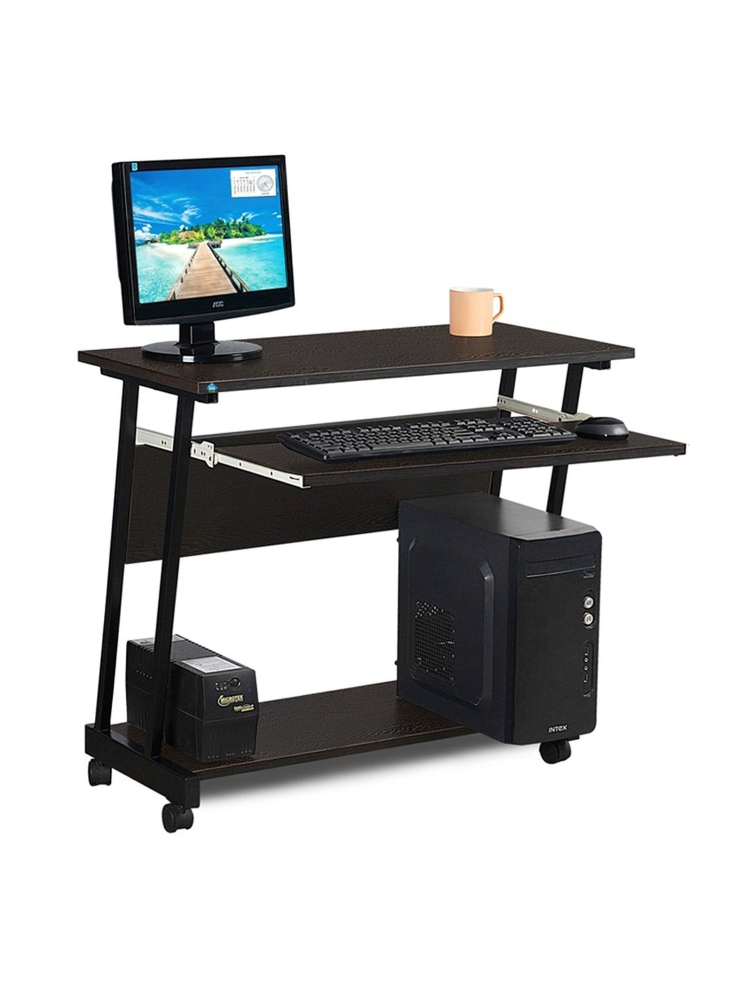 Delite Kom Calix Flowery Wenge Black Metal Computer Desk