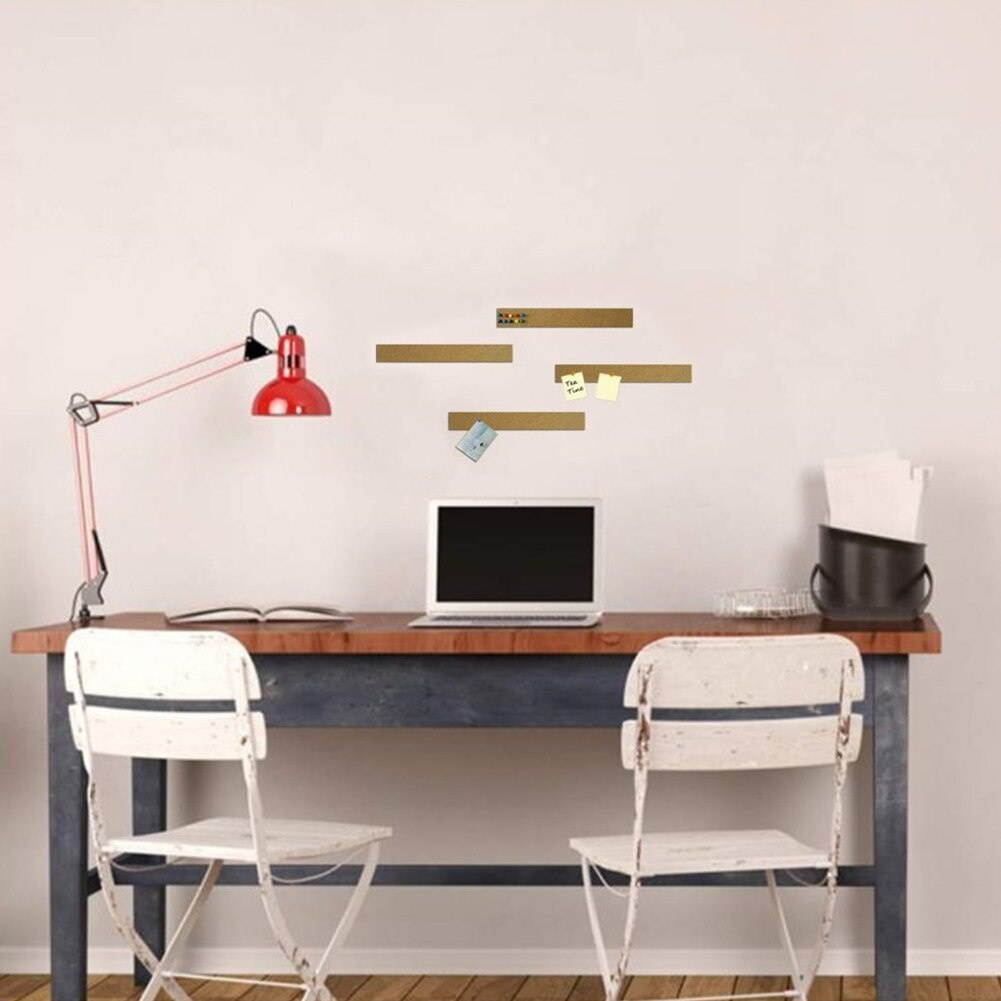 4pcs Office School Frameless Bookstore Memo Easy Install Home Decor Board Cork Bulletin Strip Set With Pushpin Multifunctional