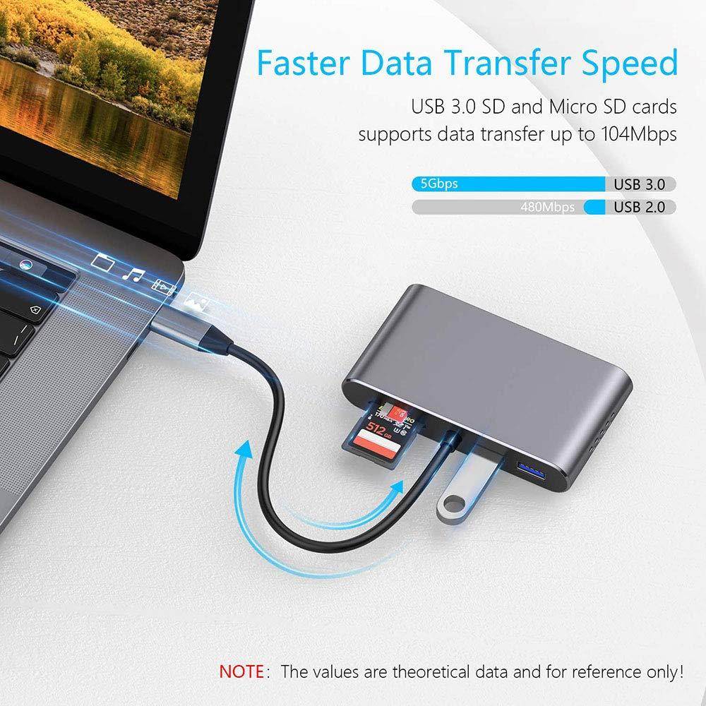 Tobenone USB C to HDMI VGA Hub, 8-in-1 USB C Adapter with 4K HDMI, 2K VGA, 2 x USB 3.0, USB-C 87W Charging Power Delivery, 10/100/1000Mbps RJ45 Enternet, SD/Micro SD Card Reader