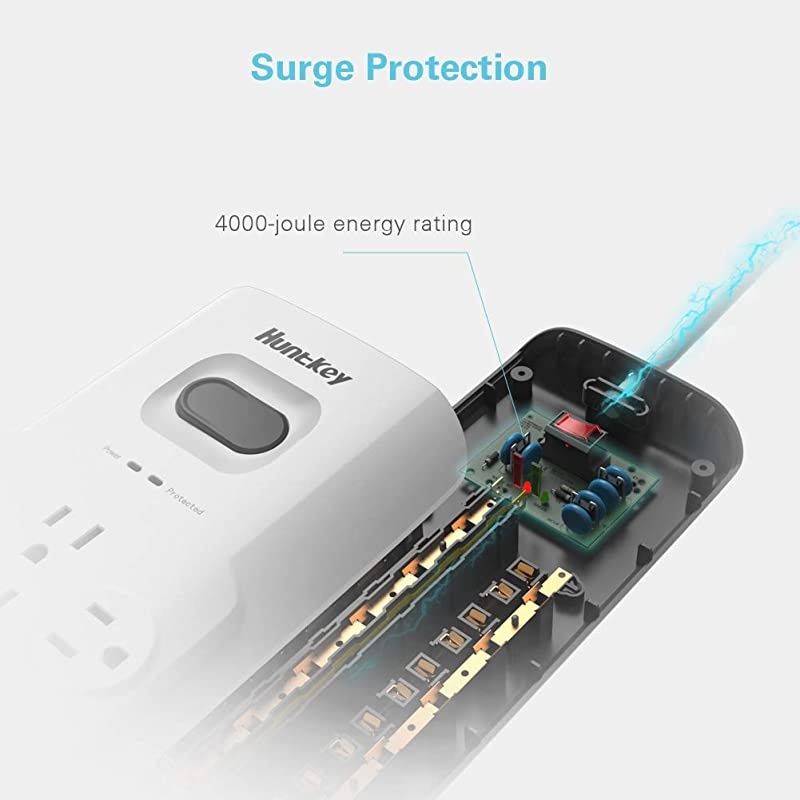 Surge Protector Power Strip, 12 Outlets Extender with 3 USB Charging Ports 5V/3.1A, 6 Foot Extension Cord, 4000 Joules