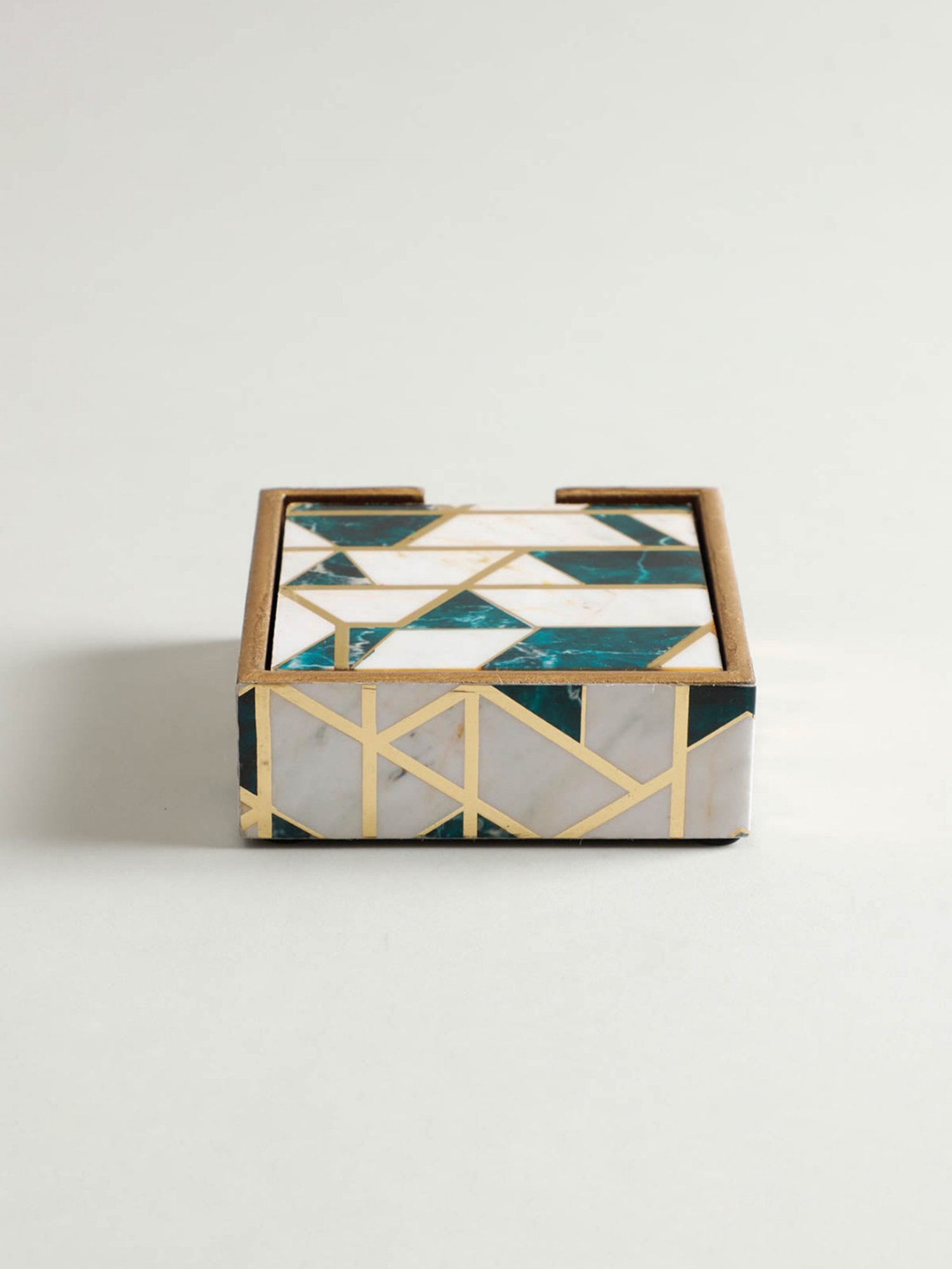 Karo Tapi Printed Multicolor Wood Coasters - Set of 6