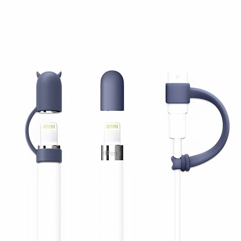3Pack  for Apple Pencil CapApple Pencil Horn Cap HolderCable Adapter Tether for iPad Pro Pencil Midnight Blue