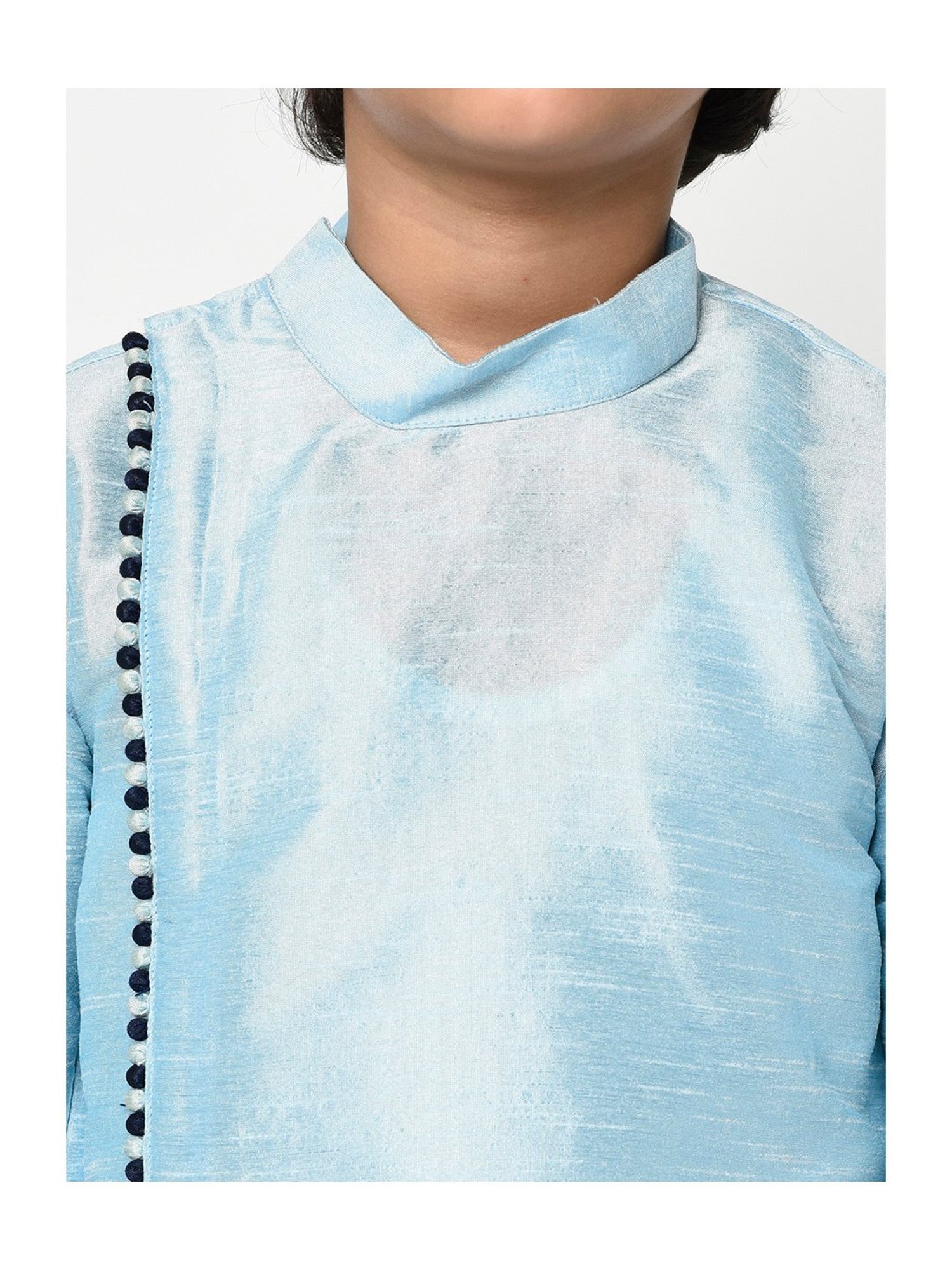 Deyann Kids Blue Solid Full Sleeves Kurta with Patiala