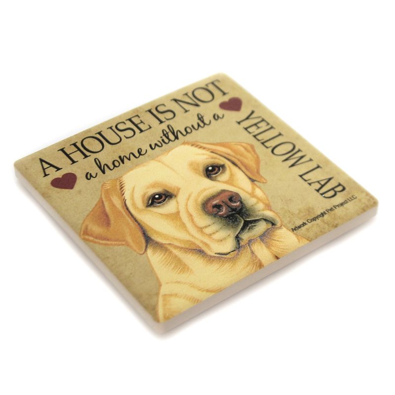 Animal 4.0" Yellow Lab Home Cork Back Coaster Easel Sjt Enterprises  -  Coasters