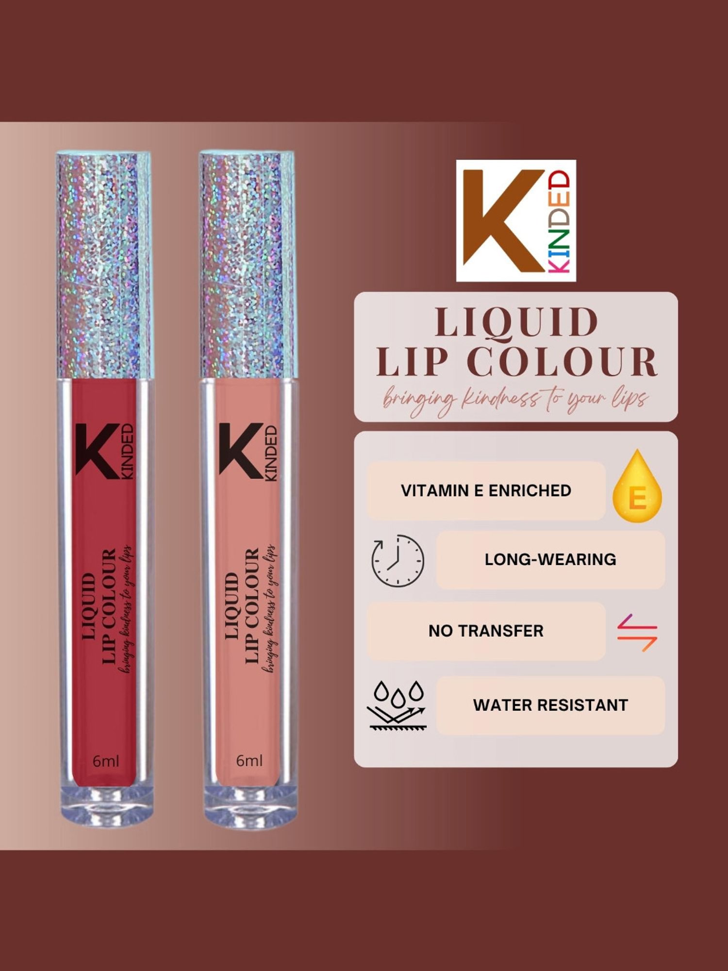 KINDED Liquid Lip Colour 09 More Maroon & 10 Perfect Nude Combo