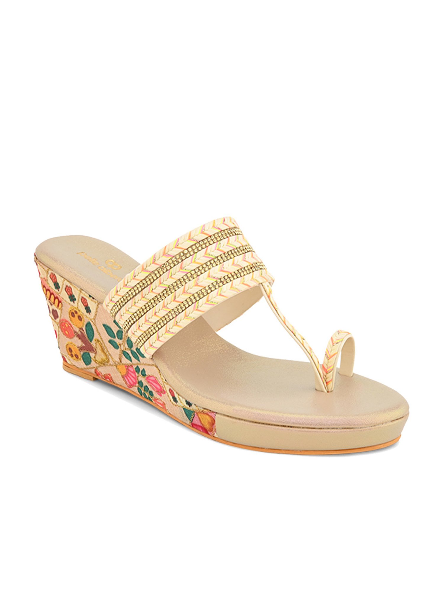 Pelle Albero Women's Gold Toe Ring Wedges