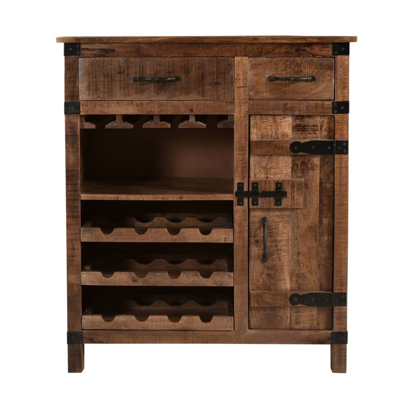 Aberdeen 1 Door and 2 Drawer Wine Cabinet Brown - Treasure Trove Accents
