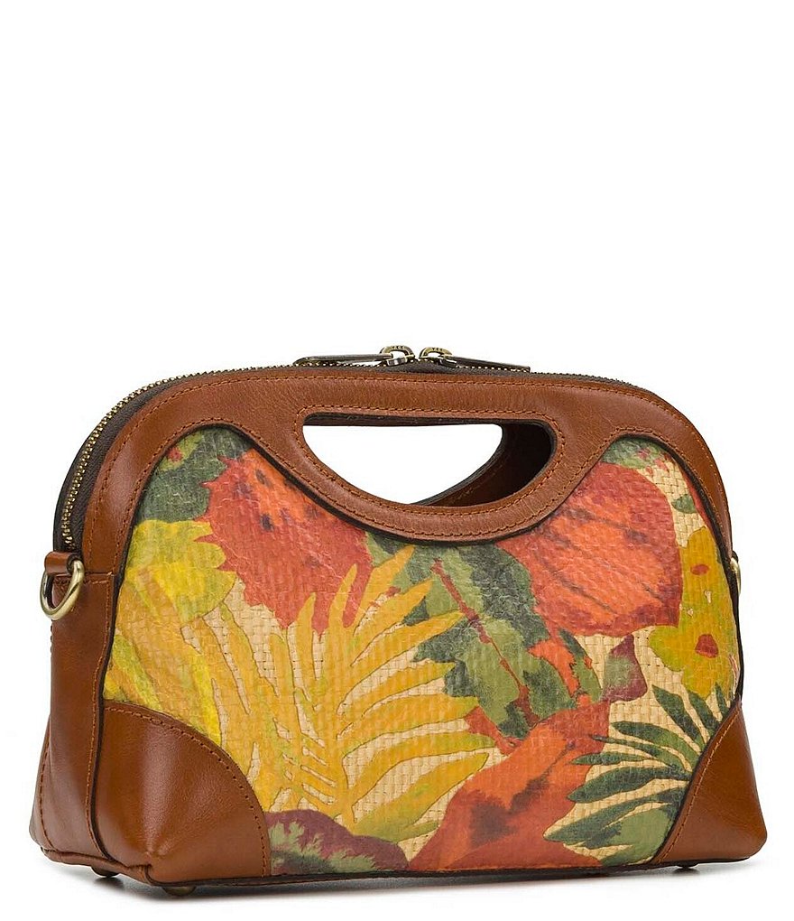 Patricia Nash Tropical Dreams Collection Printed Straw Sora Satchel Crossbody Bag