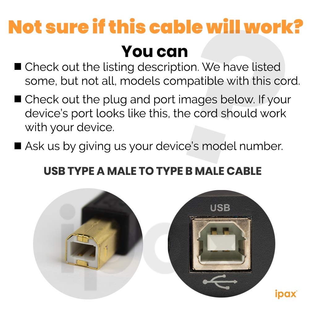 Ipax 25Ft Extra Long Gold Plated Hi-Speed Cable for Printer Scanner Copier with Ferrite Core [ 10ft Interface Plug + 15Ft USB Extension Cord ]