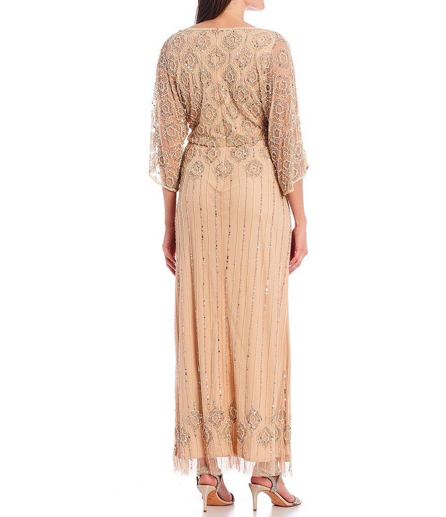 Pisarro Nights Beaded Cold Shoulder Blouson Gown