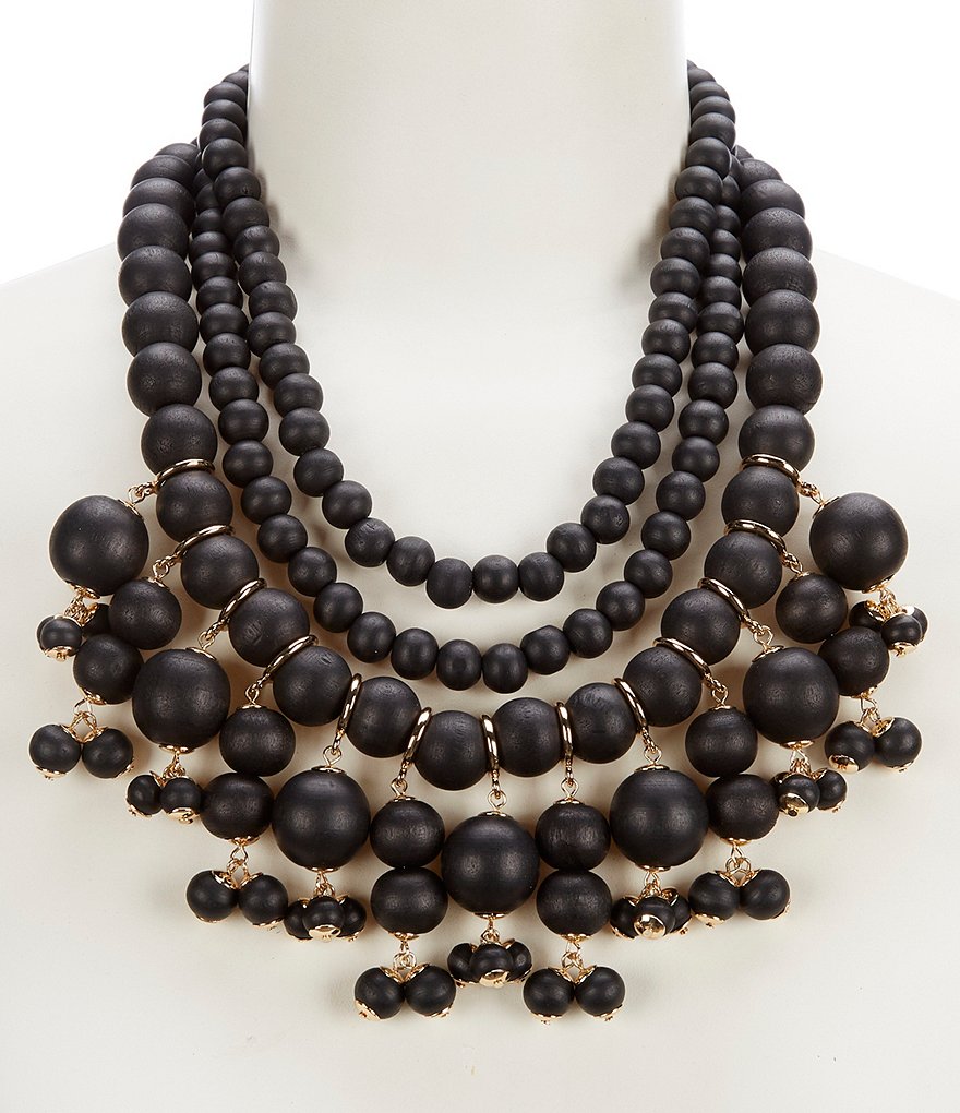Anna & Ava Jennessa Black Wood Bauble Necklace