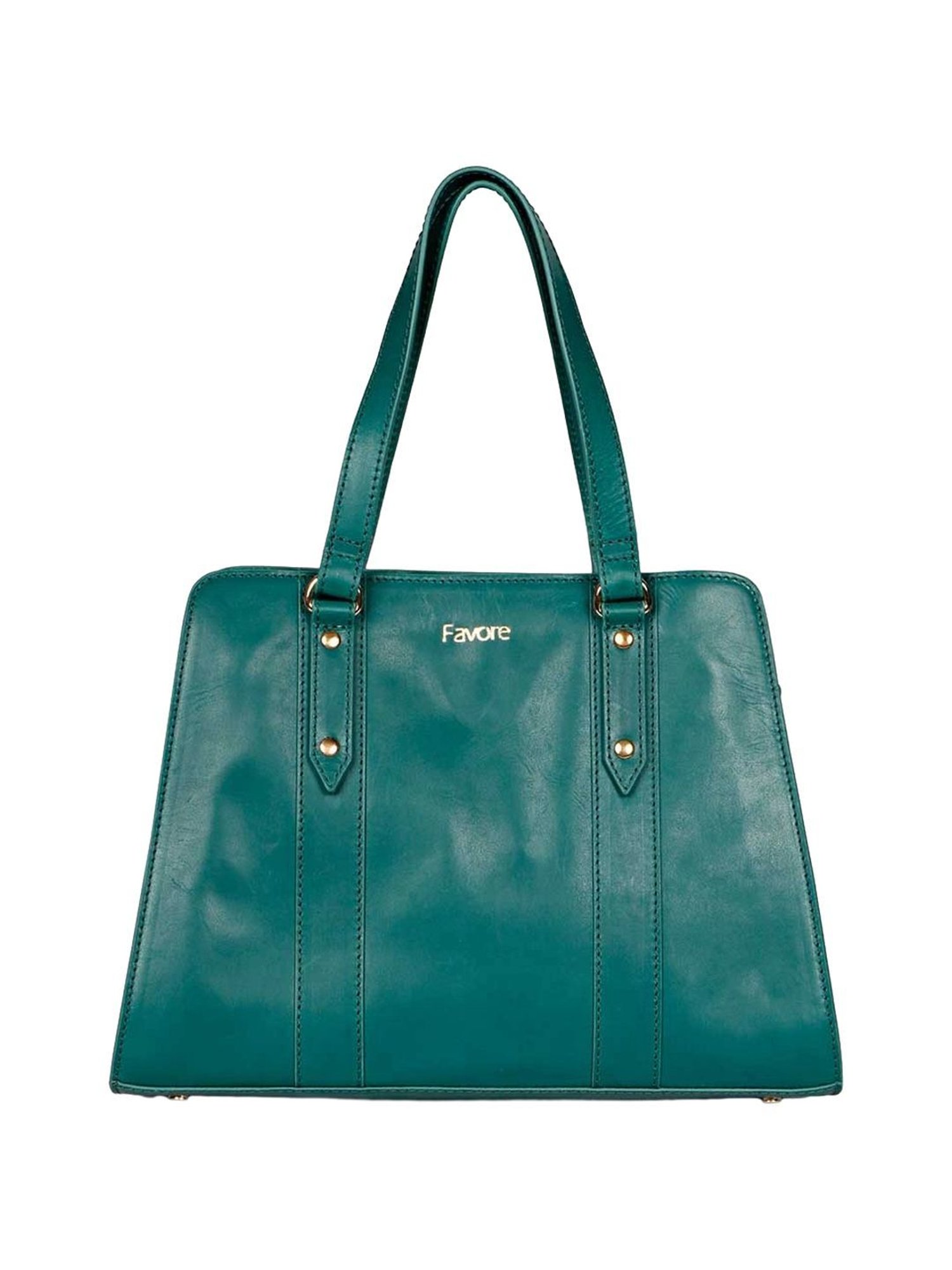 Favore Green Solid Medium Handbags