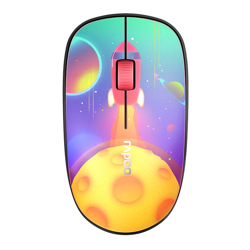 Rapoo M200  Ergonomic Design, Ultra-thin and Portable Colorful Exterior 2.4GHz Wireless Quiet Clicking Mouse For Office And Game - Blue