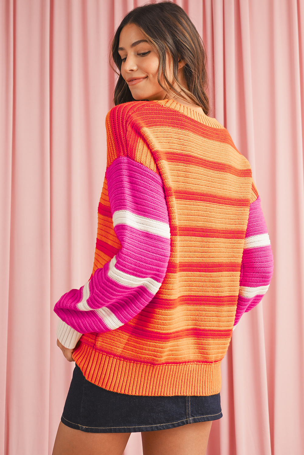 Pink Merry & Bright Pop Up Letter Waffle Knit Sweater