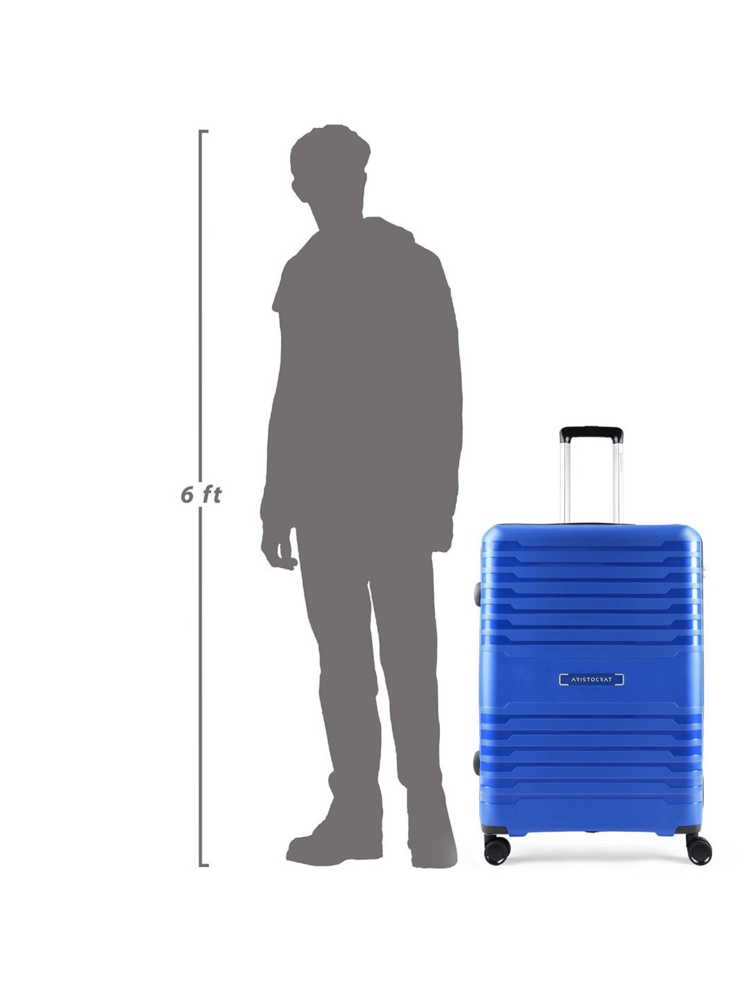 Aristocrat Harbor Blue Textured Hard Large Trolley Bag - 31.5 cm