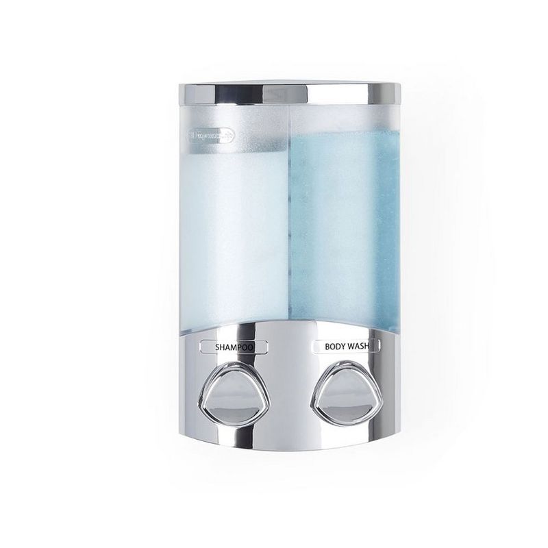 Better Living 76244-1 Duo 2 Chamber Shower Dispenser with Hidden Hooks, Chrome