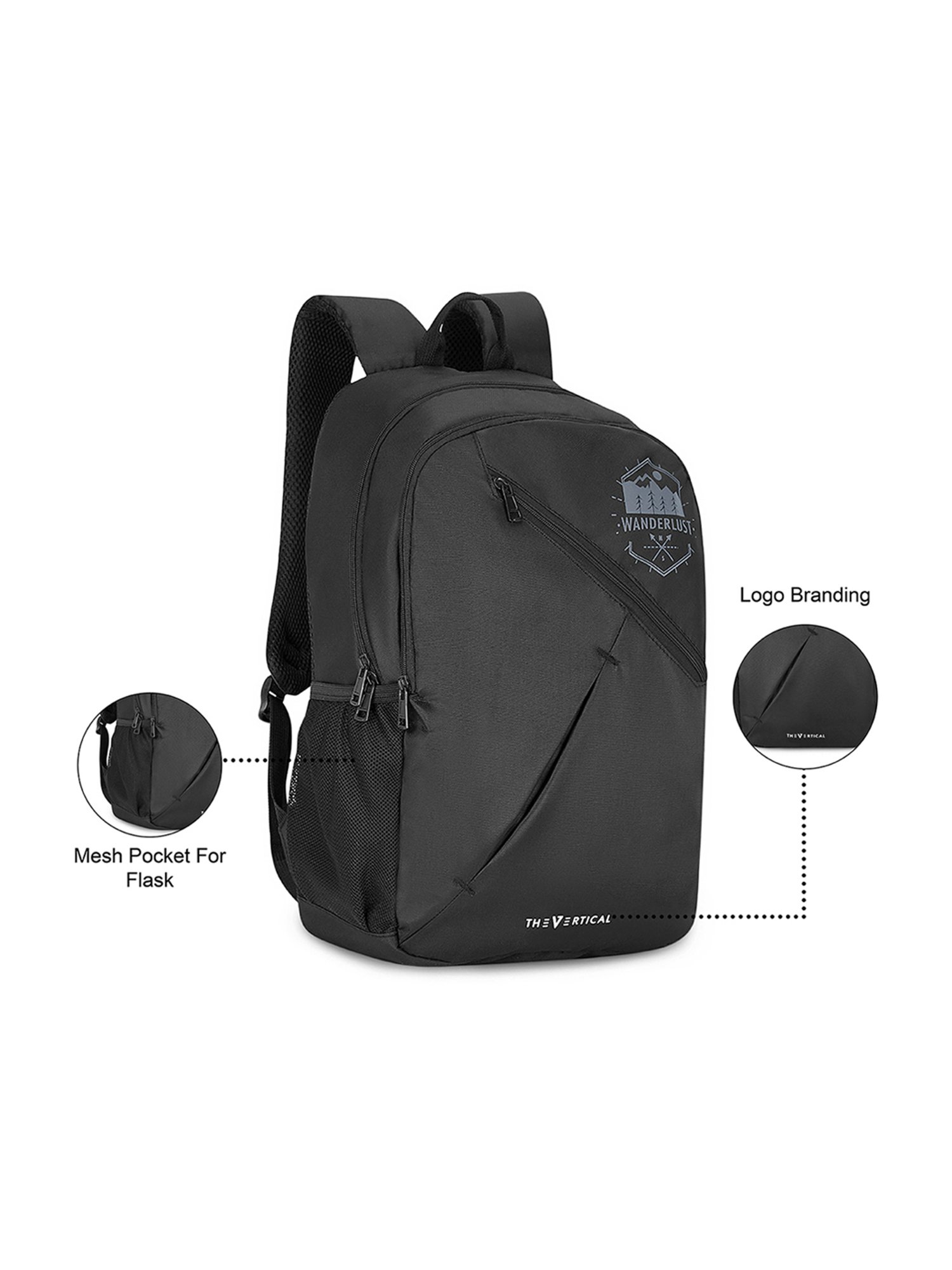 The Vertical Wanderlust Seth Black Textured Medium Backpack