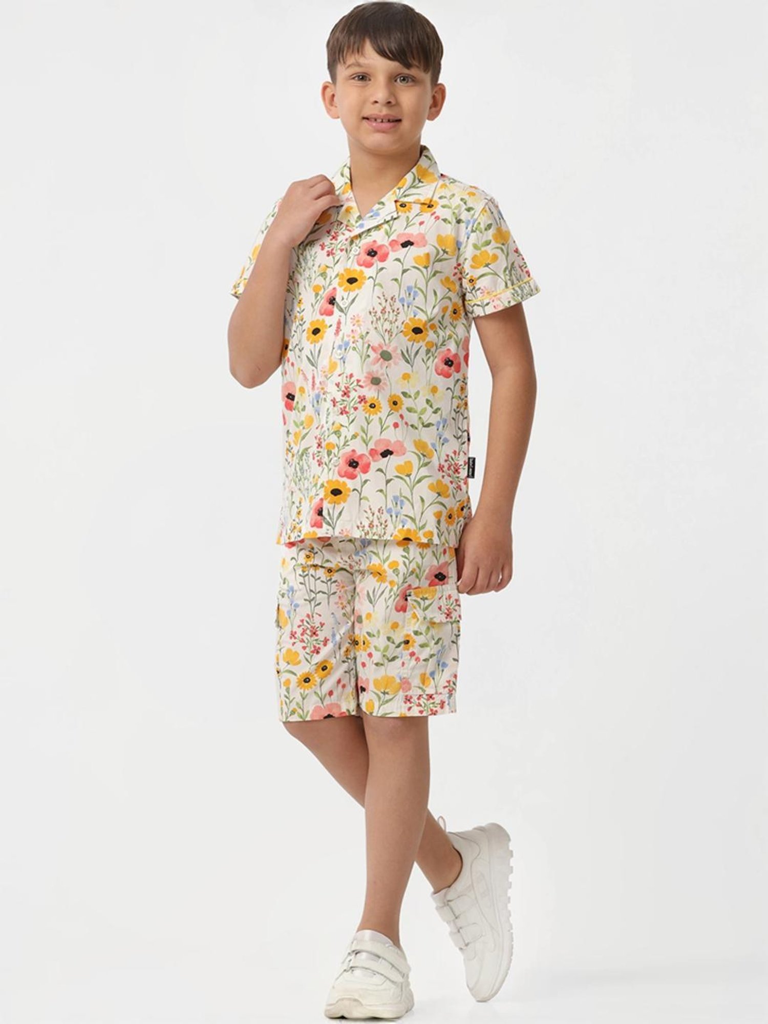 Kate & Oscar Kids Multicolor Cotton Floral Print Shorts