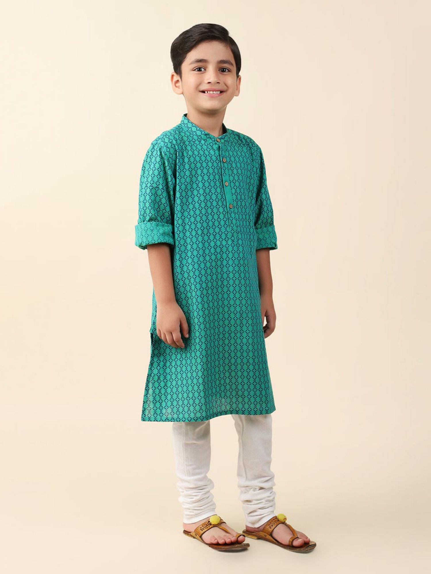 TABARD Kids Red Printed Full Sleeves Kurta