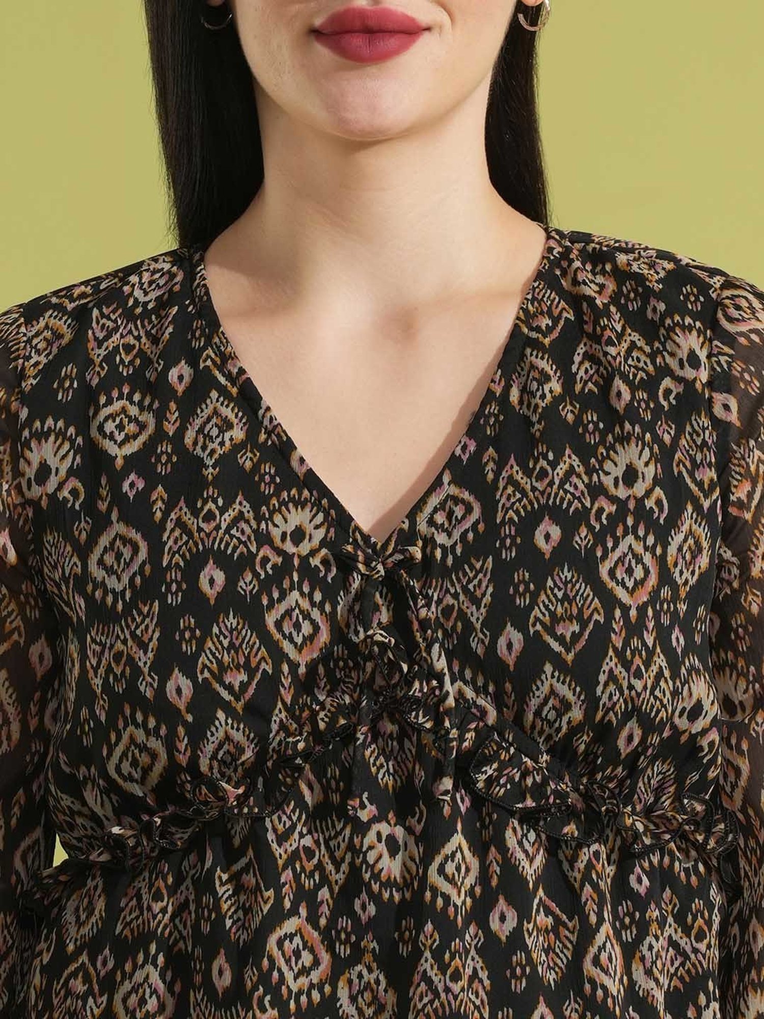 Globus Black Printed Top