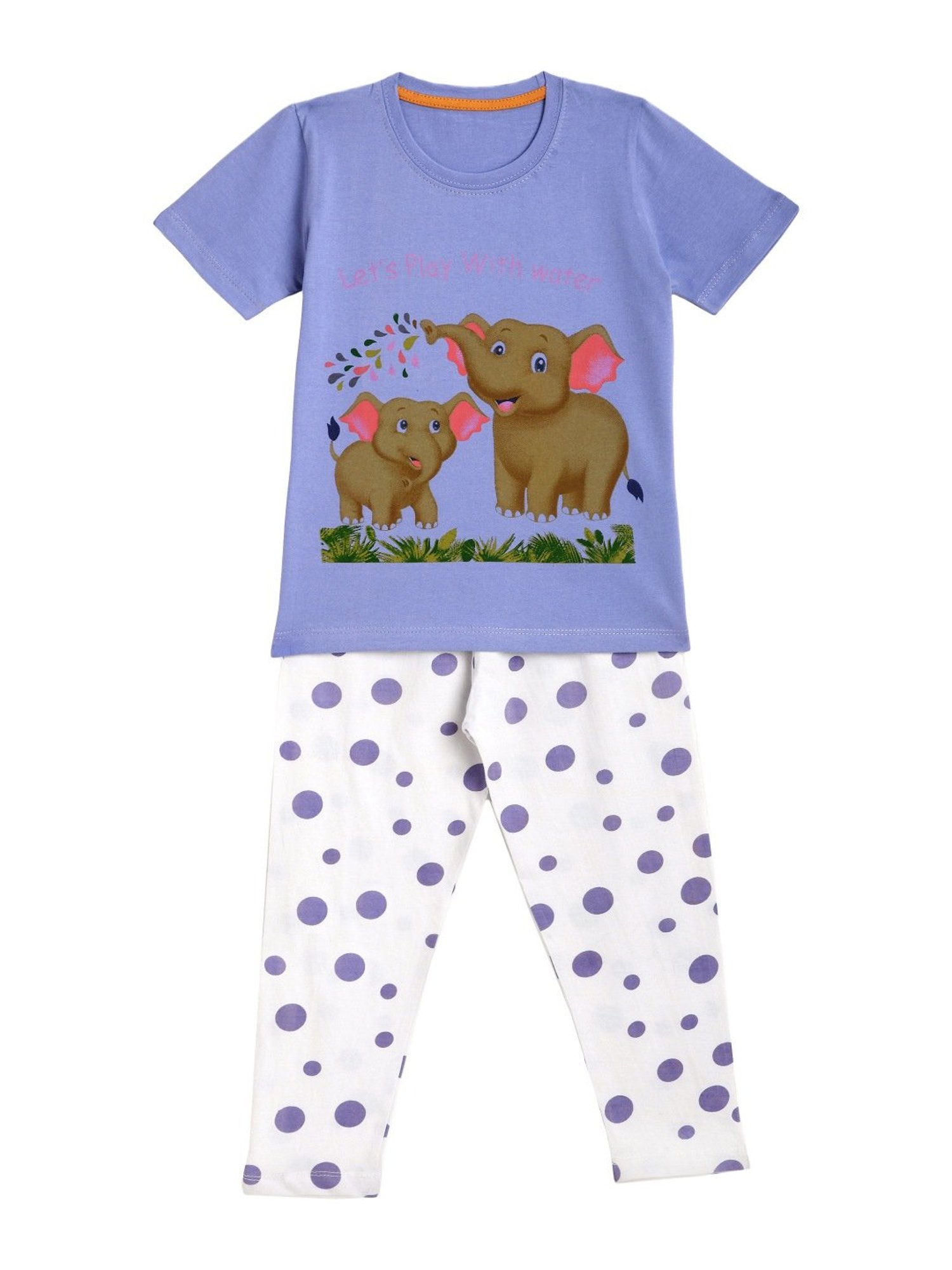 Kids Craft Purple Cotton Printed T-Shirt & Pants