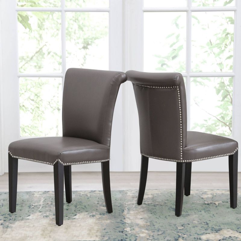 Set of 2 Aurora Leather Dining Chairs Gray - Abbyson Living