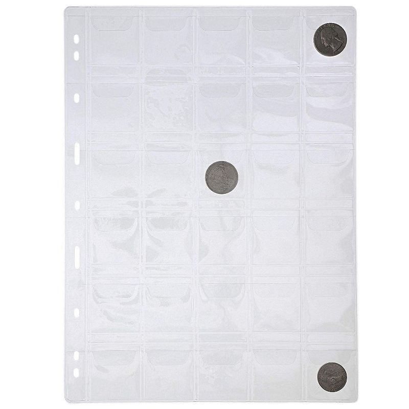 Juvale 20 Sheets Clear Plastic Coin Collection Holder Binder Sleeve Pages, 30 Pockets, 8.3"x11.2"