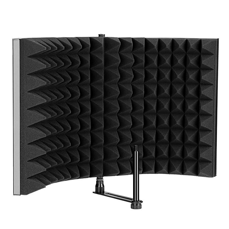 Microphone Isolation Shield Foldable Adjustable Durable Studio Recording Microphone Isolator Panel for Stand Mount or Table TopExtra Large Size